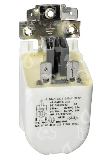 kondenzátor odrušovací WHIRPOOL, 0,68mF, 250/275V